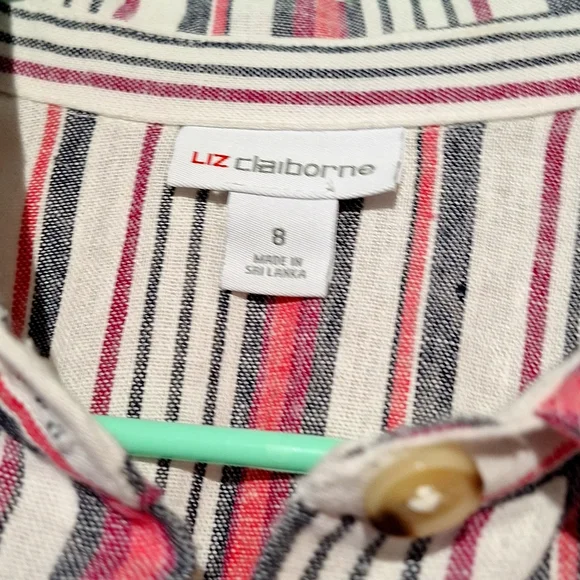 Linen Midi Dress, Striped, Sleeveless, Flared Skirting, Tie Belt, NWOT - Picture 9 of 13